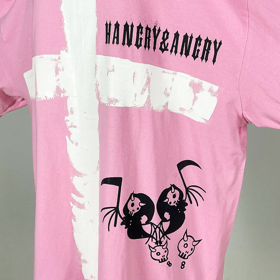 Hand-drawn cross oversize T-sh / PINK