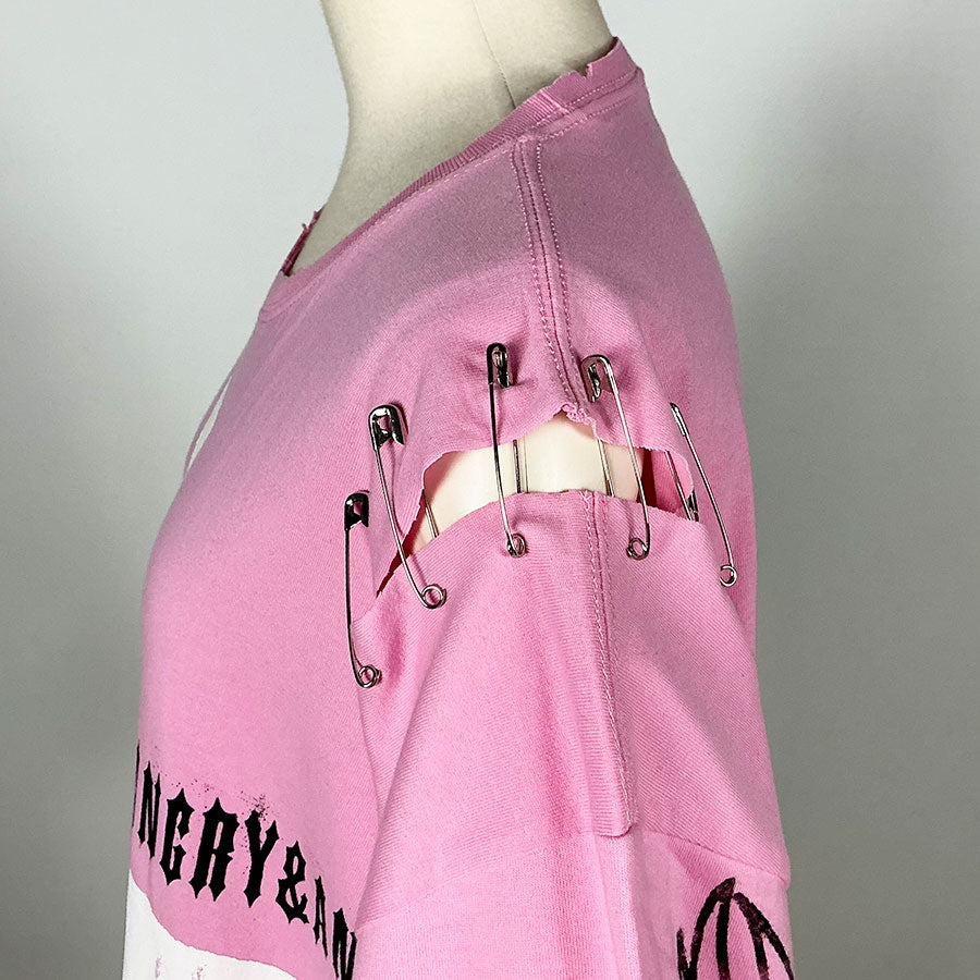 Hand-drawn cross oversize T-sh / PINK