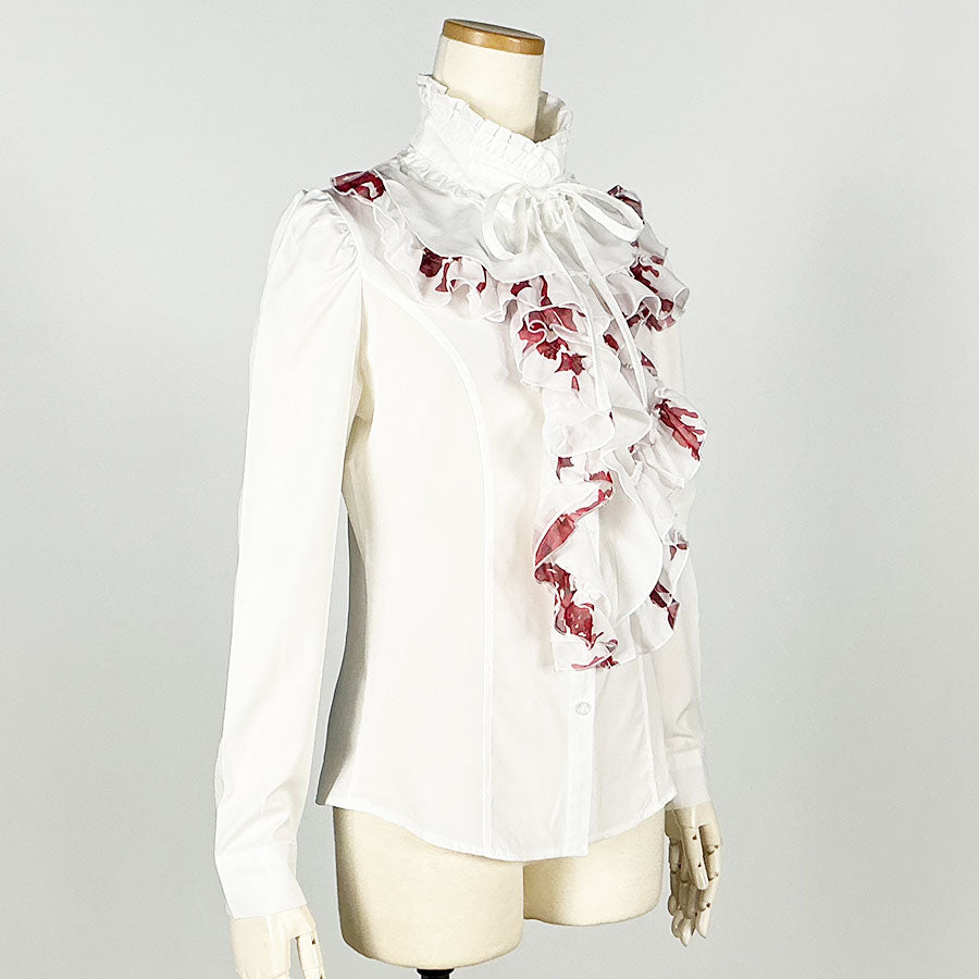 Blood Rose Ruffle Blouse(2size) / WH-RD / gothic