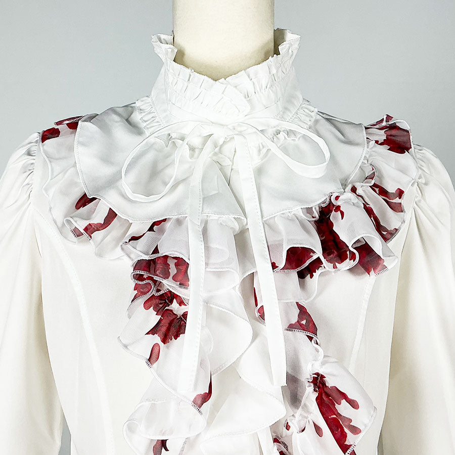 Blood Rose Ruffle Blouse(2size) / WH-RD / gothic