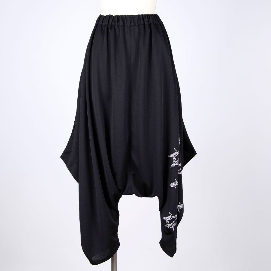 Stretch Harem Pants with Silver Wire Print