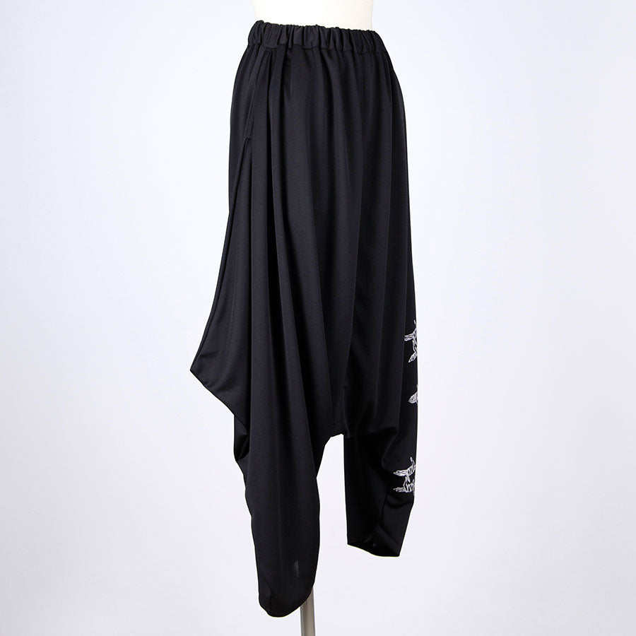 Stretch Harem Pants with Silver Wire Print