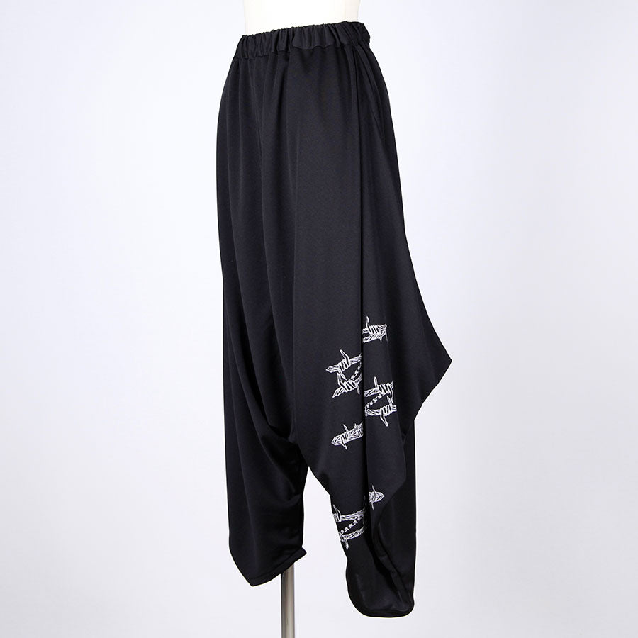 Stretch Harem Pants with Silver Wire Print