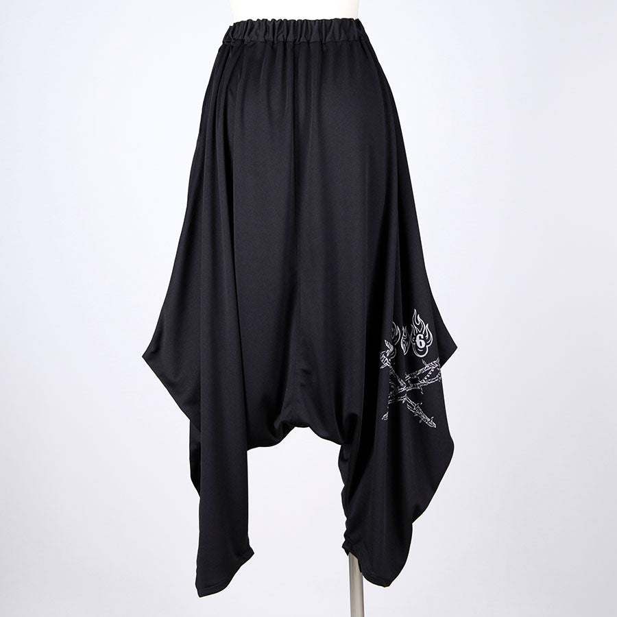 Stretch Harem Pants with Silver Wire Print