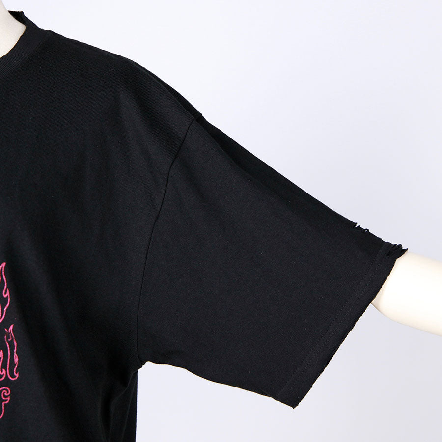 Damaged Hem Coffin Graphic T-Shirt