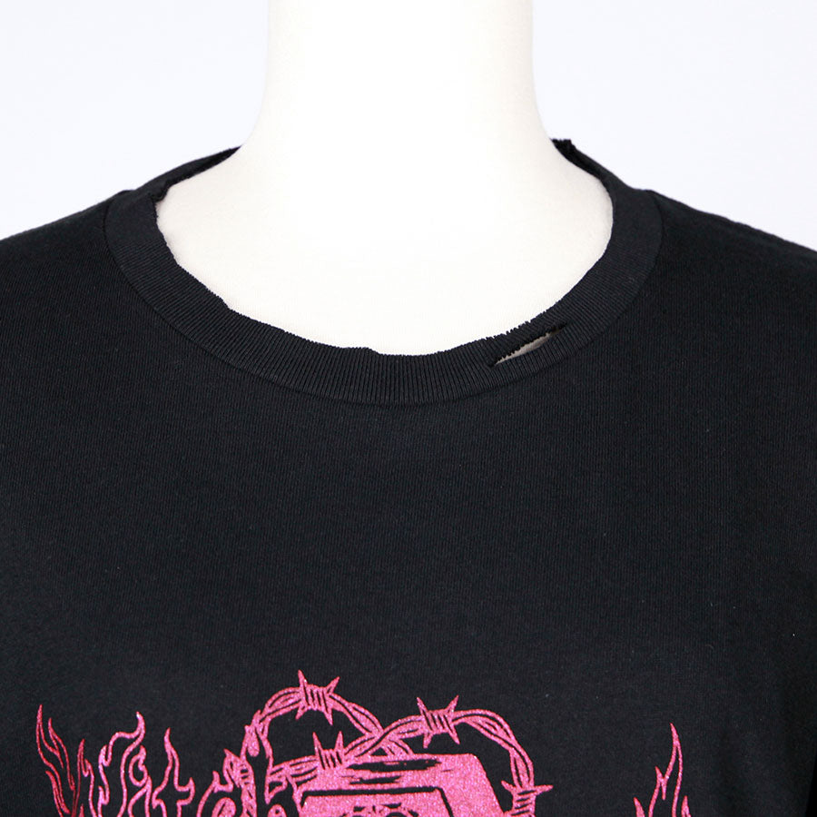 Damaged Hem Coffin Graphic T-Shirt