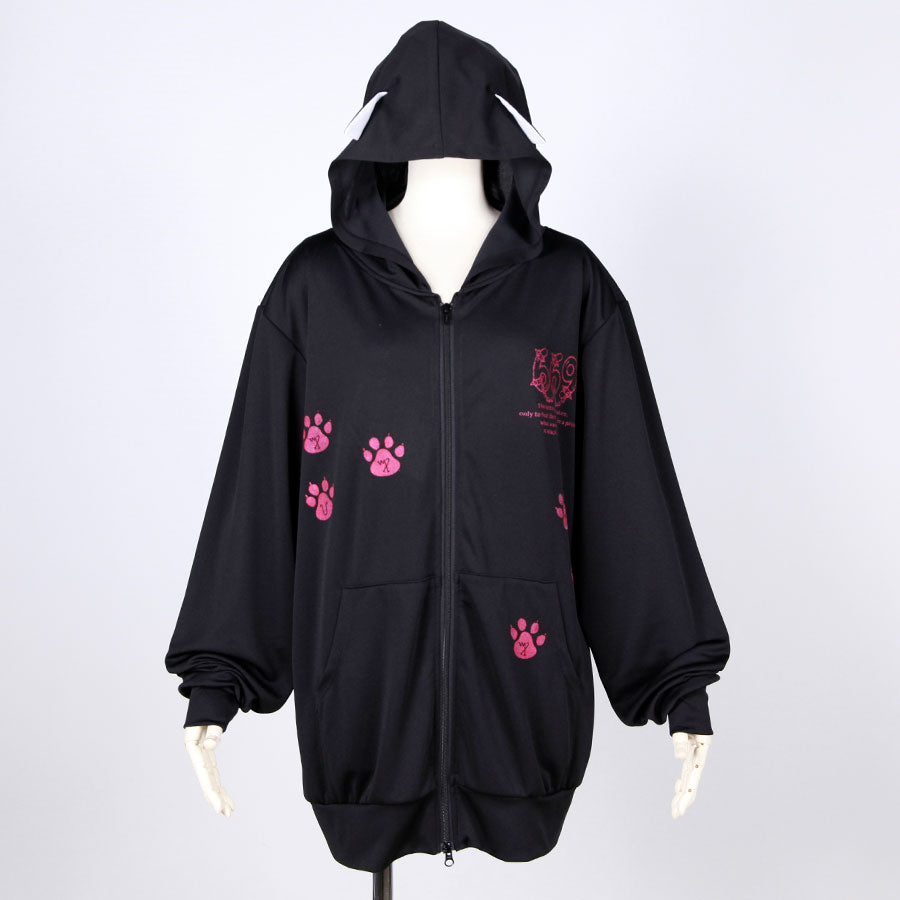 Cat Ear Hooded Parka with Paw Prints (2サイズ)