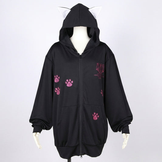 Cat Ear Hooded Parka with Paw Prints (2サイズ)