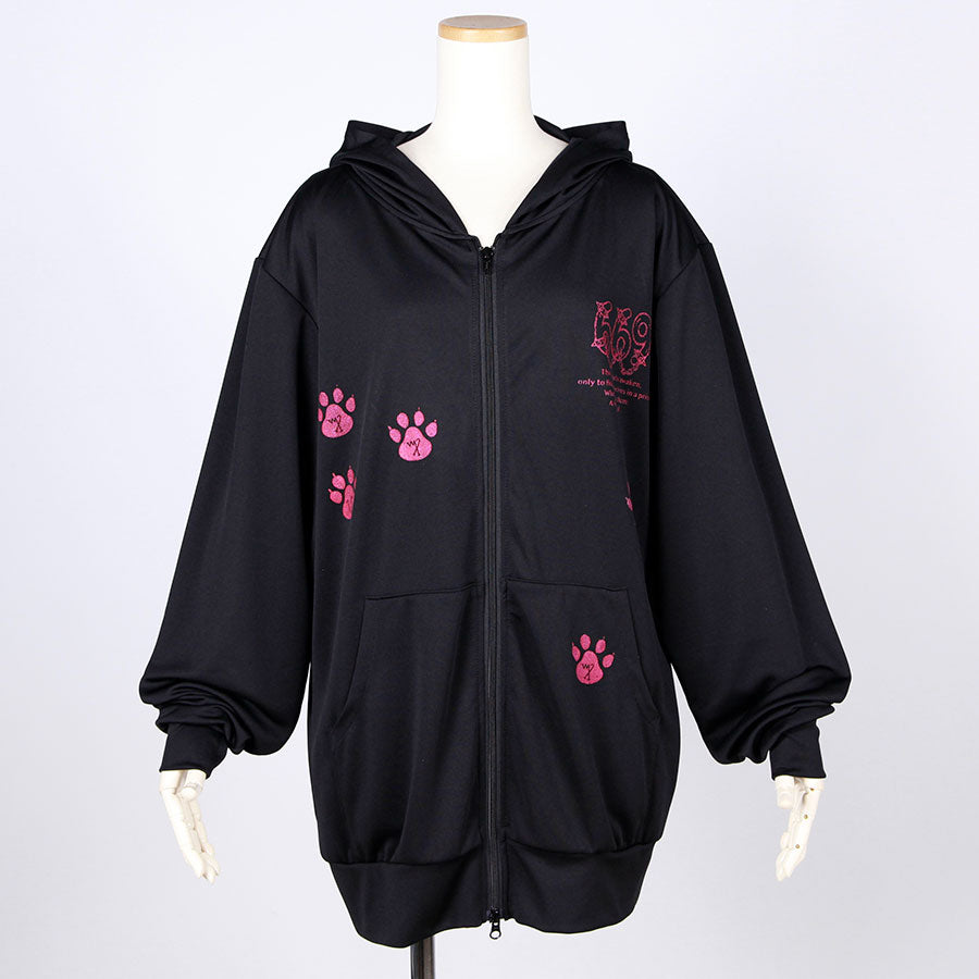 Cat Ear Hooded Parka with Paw Prints (2サイズ)