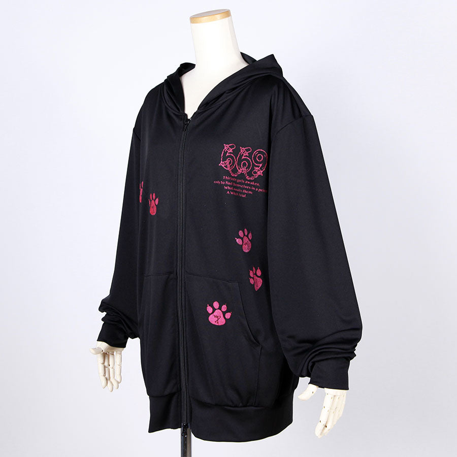 Cat Ear Hooded Parka with Paw Prints (2サイズ)