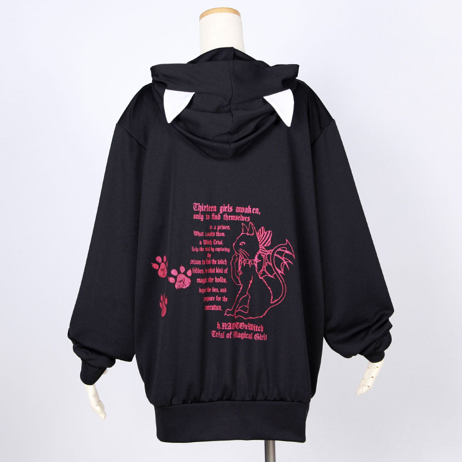 Cat Ear Hooded Parka with Paw Prints (2サイズ)