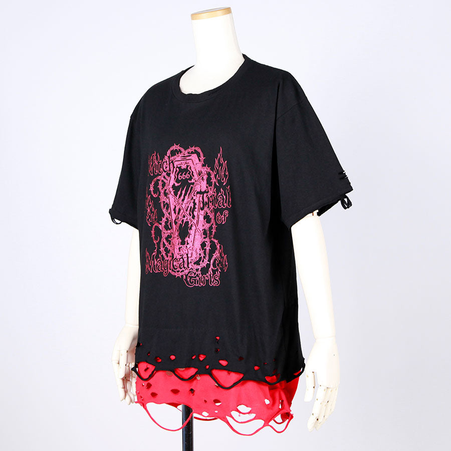 Damaged Hem Coffin Graphic T-Shirt – h.NAOTO WEBSHOP