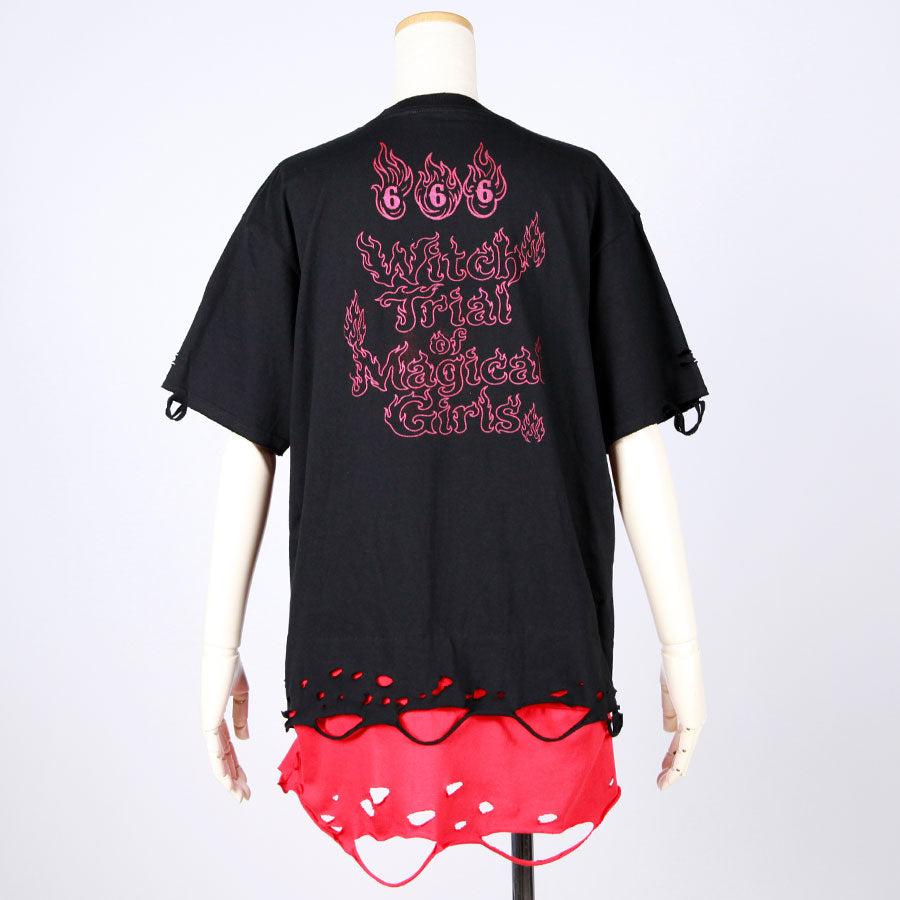 Damaged Hem Coffin Graphic T-Shirt