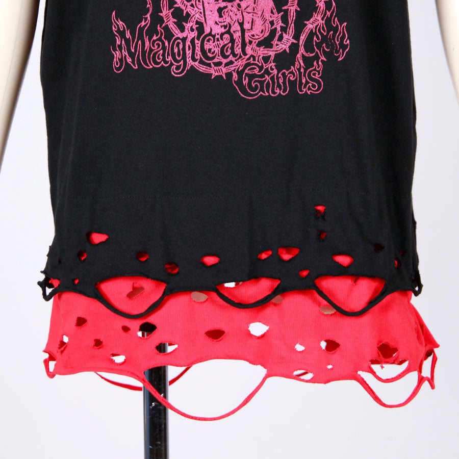 Damaged Hem Coffin Graphic T-Shirt