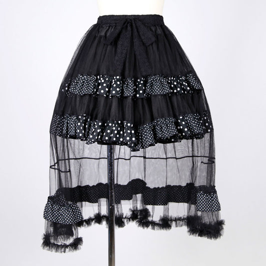 Polka Dot Bustle Train Mini Skirt