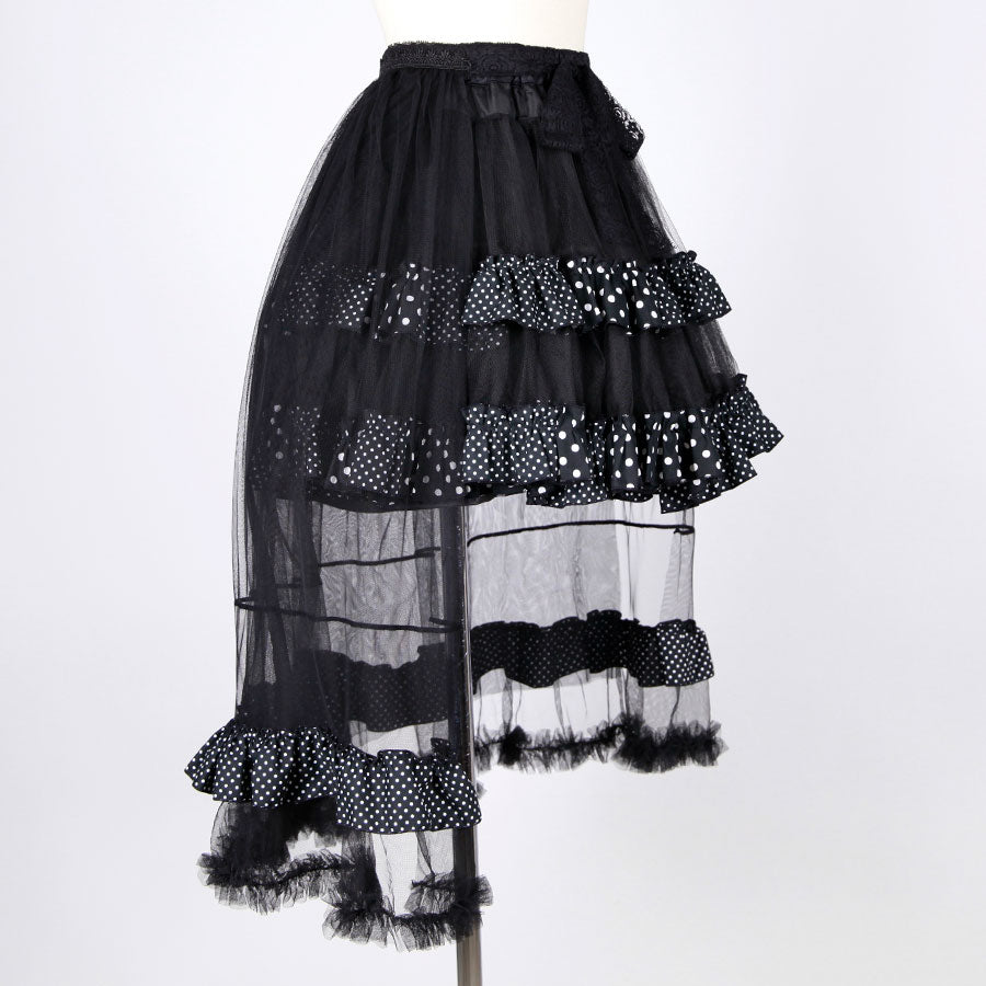Polka Dot Bustle Train Mini Skirt