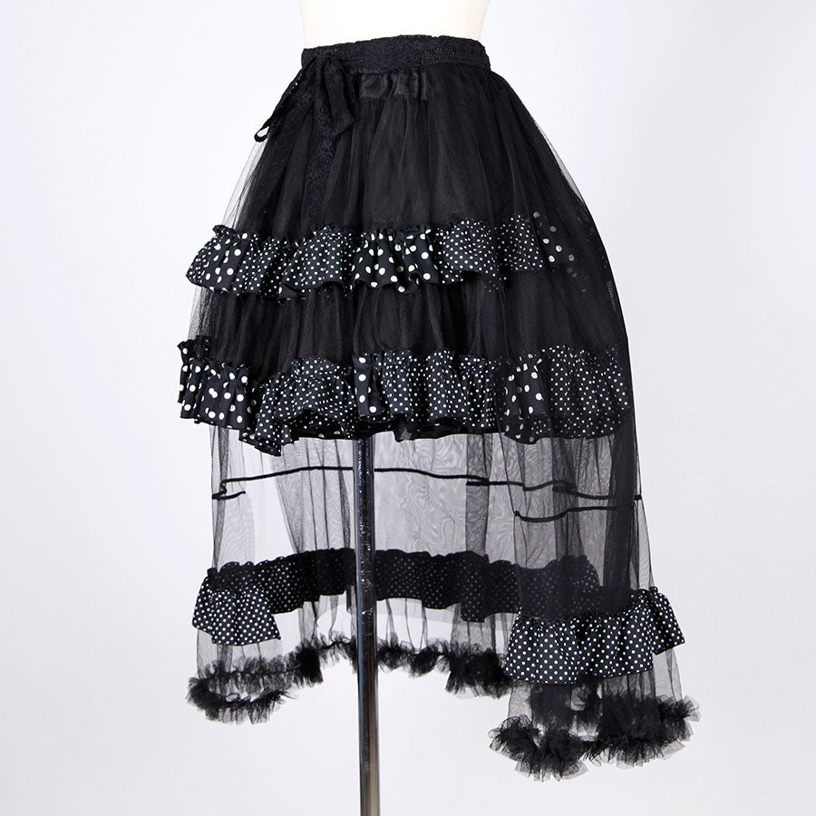 Polka Dot Bustle Train Mini Skirt