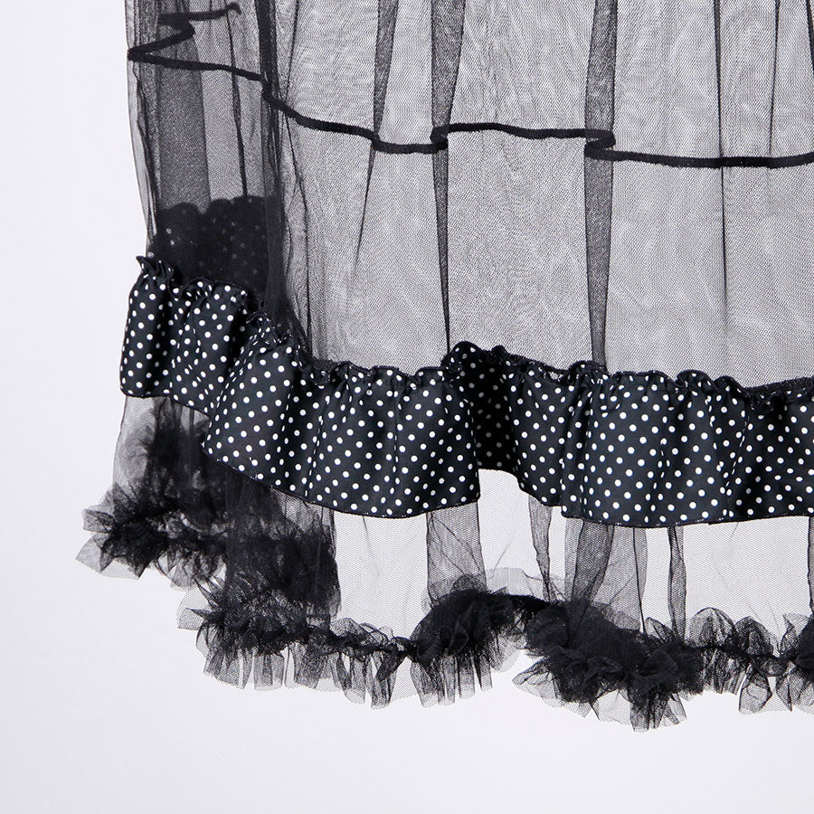 Polka Dot Bustle Train Mini Skirt