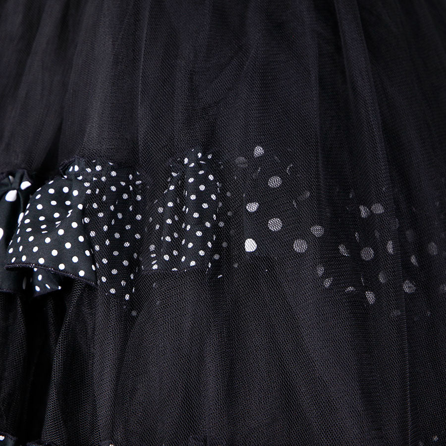Polka Dot Bustle Train Mini Skirt