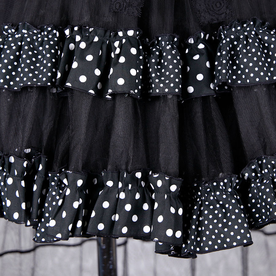 Polka Dot Bustle Train Mini Skirt