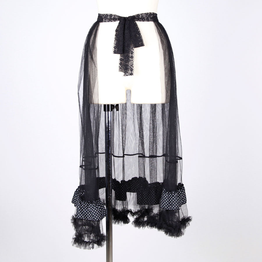 Polka Dot Bustle Train Mini Skirt