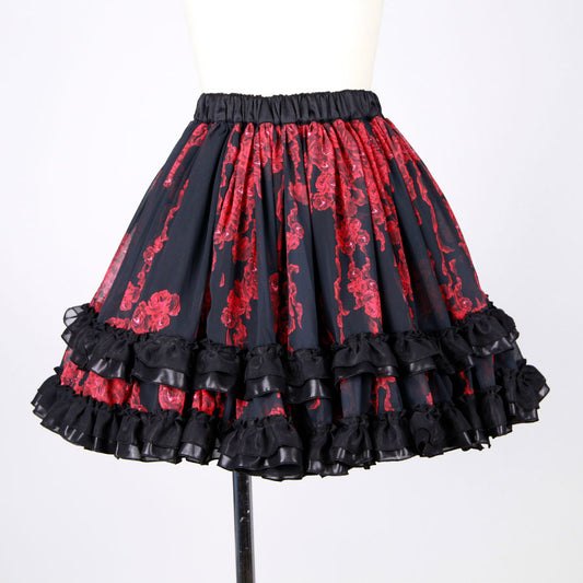 Bloody Rose Volume Mini Skirt / BK-RD