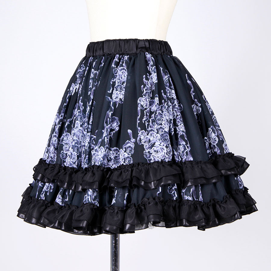 Bloody Rose Volume Mini Skirt / BK-WH