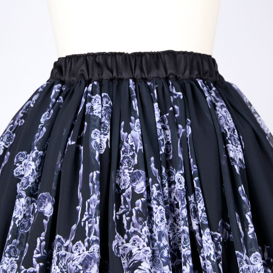 Bloody Rose Volume Mini Skirt / BK-WH