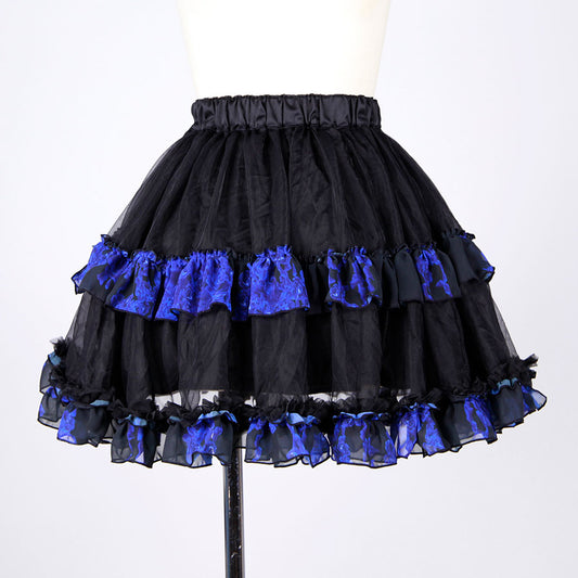 Bloody Rose Double Frill Black Volume Skirt / BK-BL