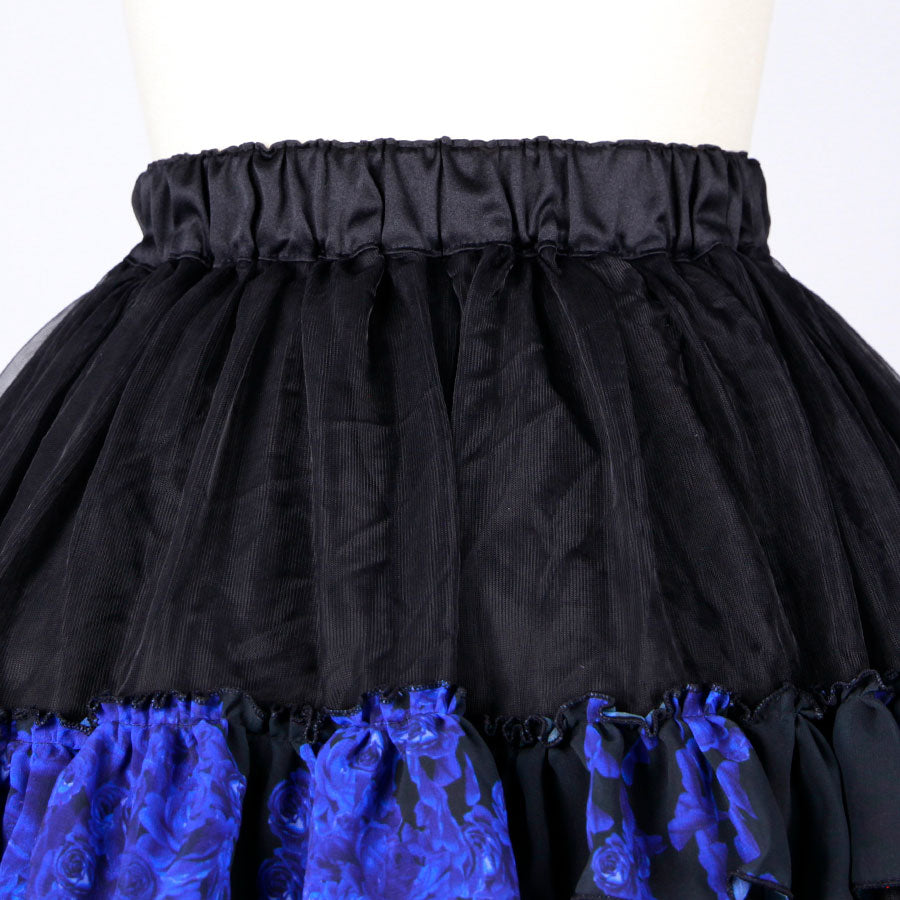 Blood Rose Double Frill Black Volume Skirt / BK-BL