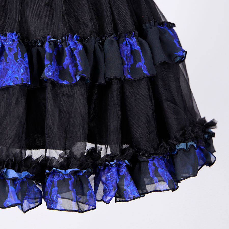 Blood Rose Double Frill Black Volume Skirt / BK-BL