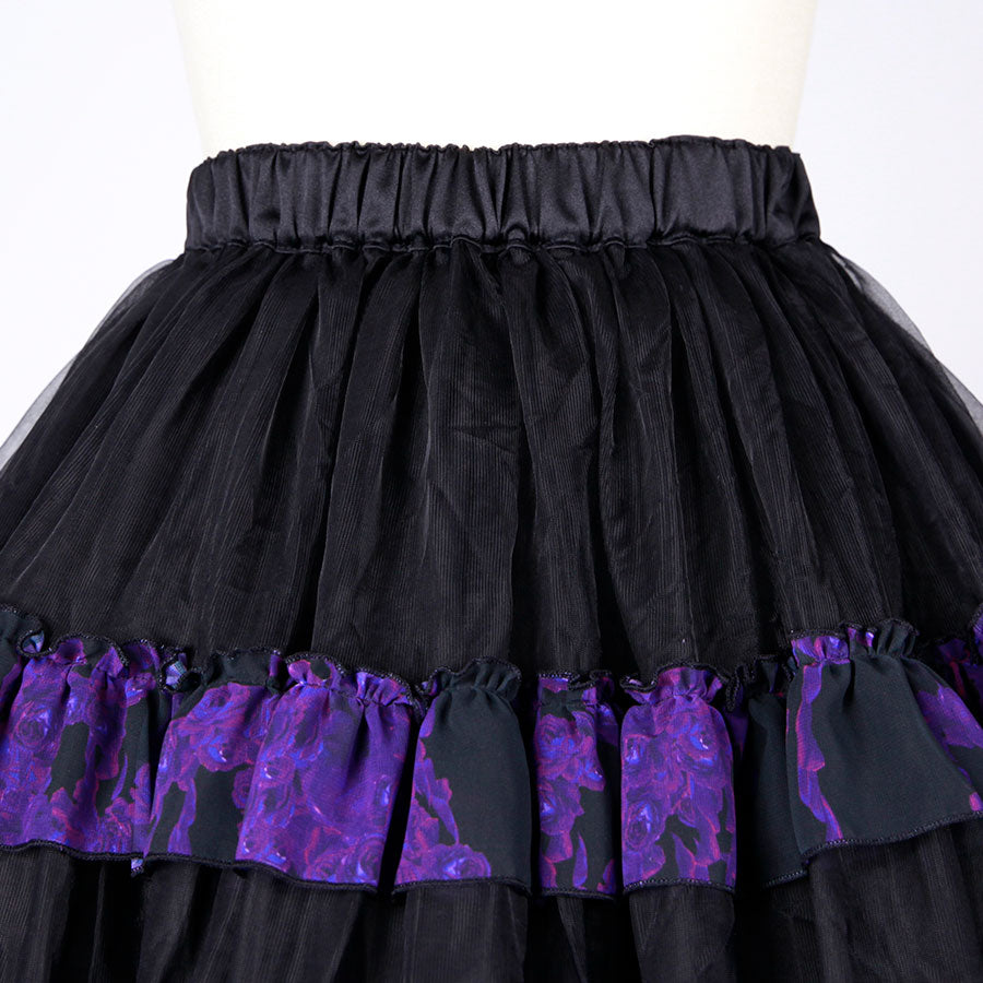 Blood Rose Double Frill Black Volume Skirt / BK-PUR