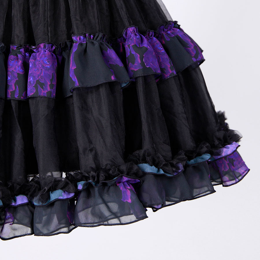 Blood Rose Double Frill Black Volume Skirt / BK-PUR
