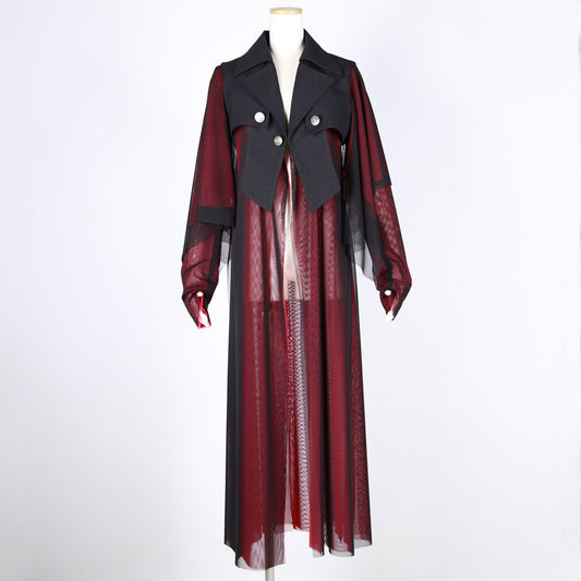 条野採菊／ Crimson Veil Layered Coat