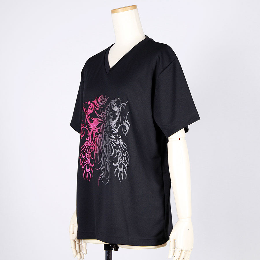 渐变深红色V领T恤（4个尺寸）