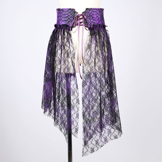 大倉燁子／Purple Dragon Leather Lace Corset