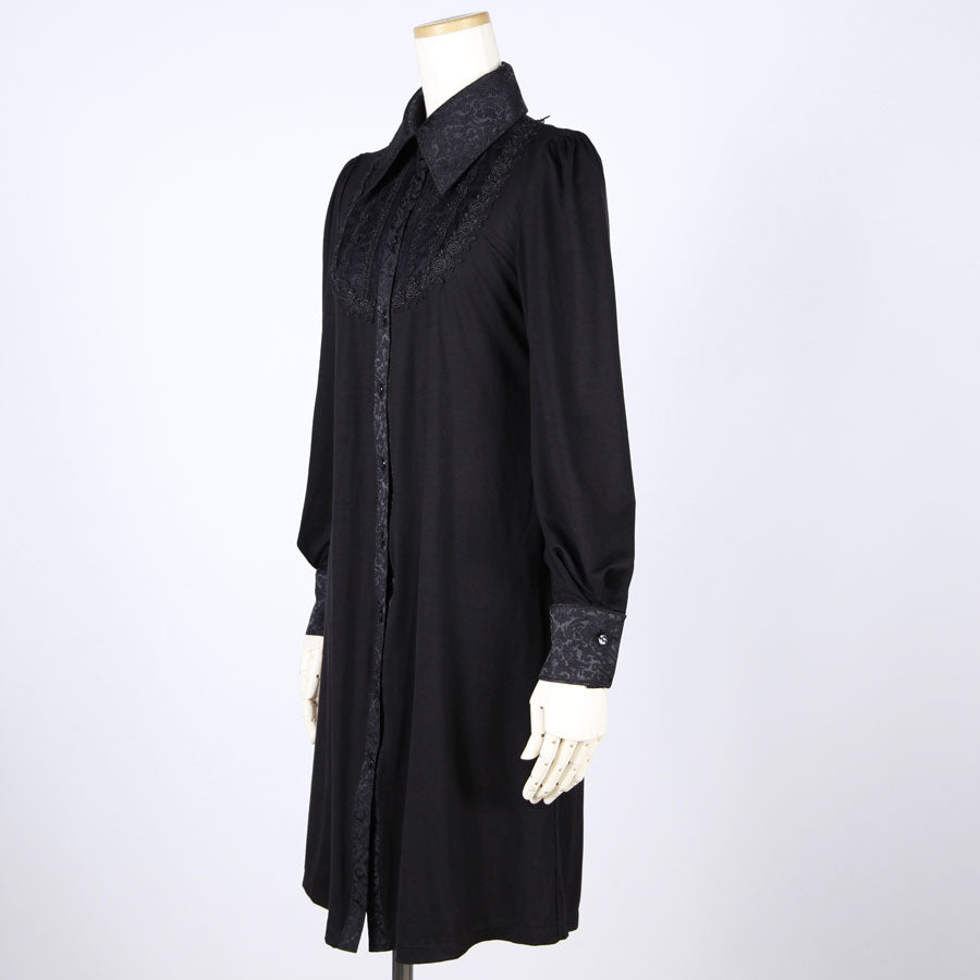 Jacquard Collar Stretch Shirt Dress