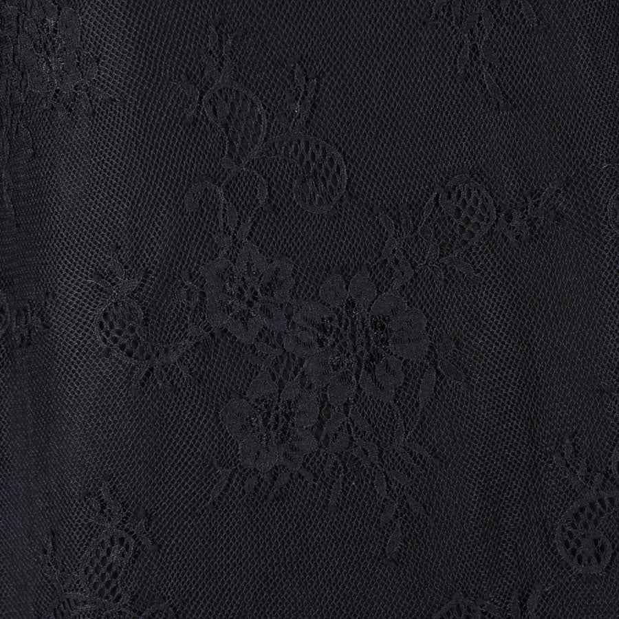 Asymmetrical Lace Overlay High-Neck Top