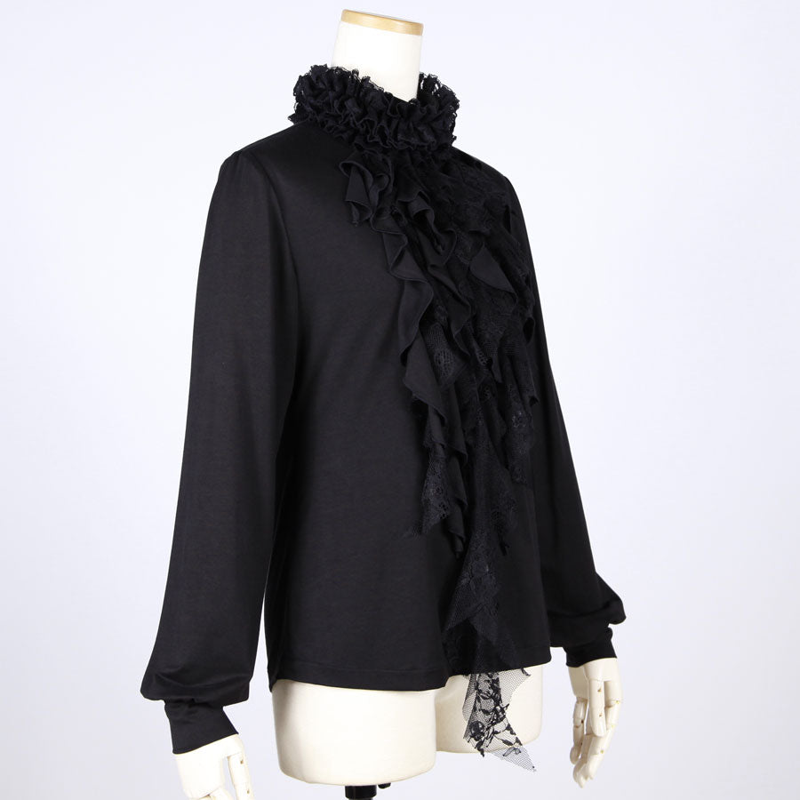 Luxurious Ruffle Stretch High-Neck Top