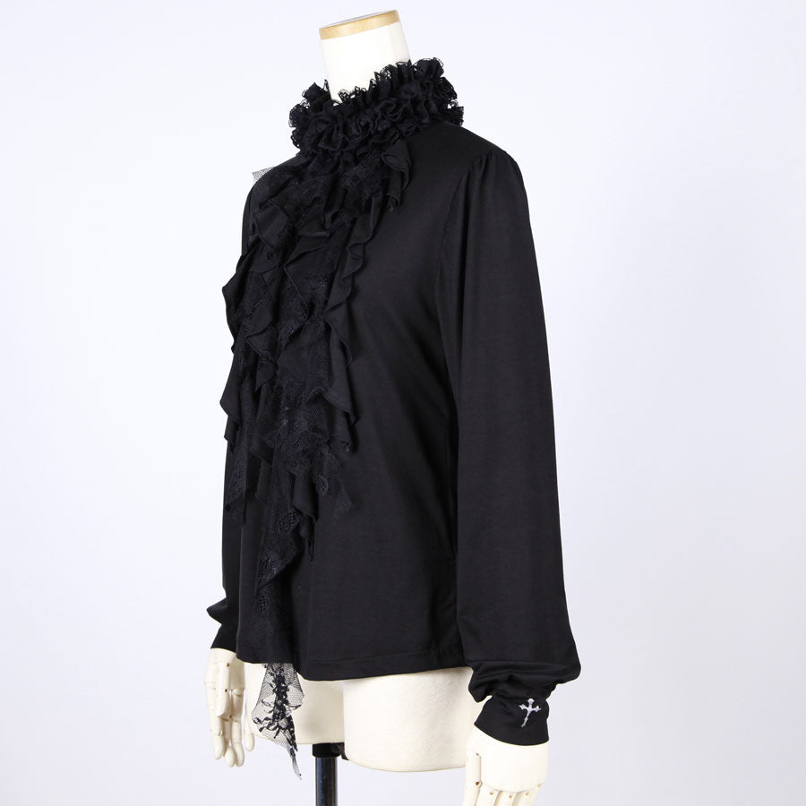 Luxurious Ruffle Stretch High-Neck Top