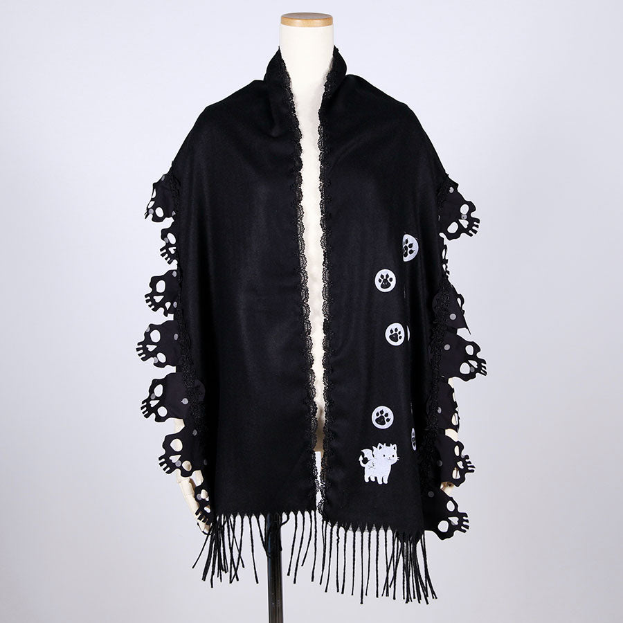Devil Cat Skull Polka Dot Stole