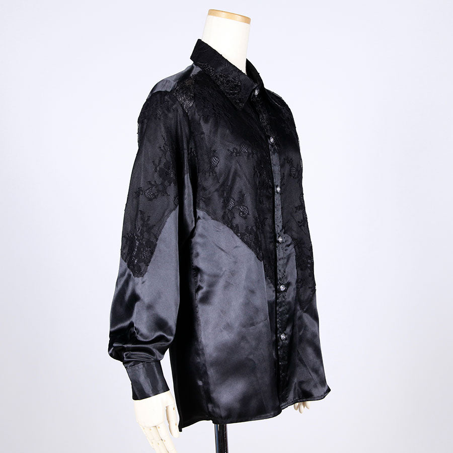 Patchwork Lace Satin Shirt