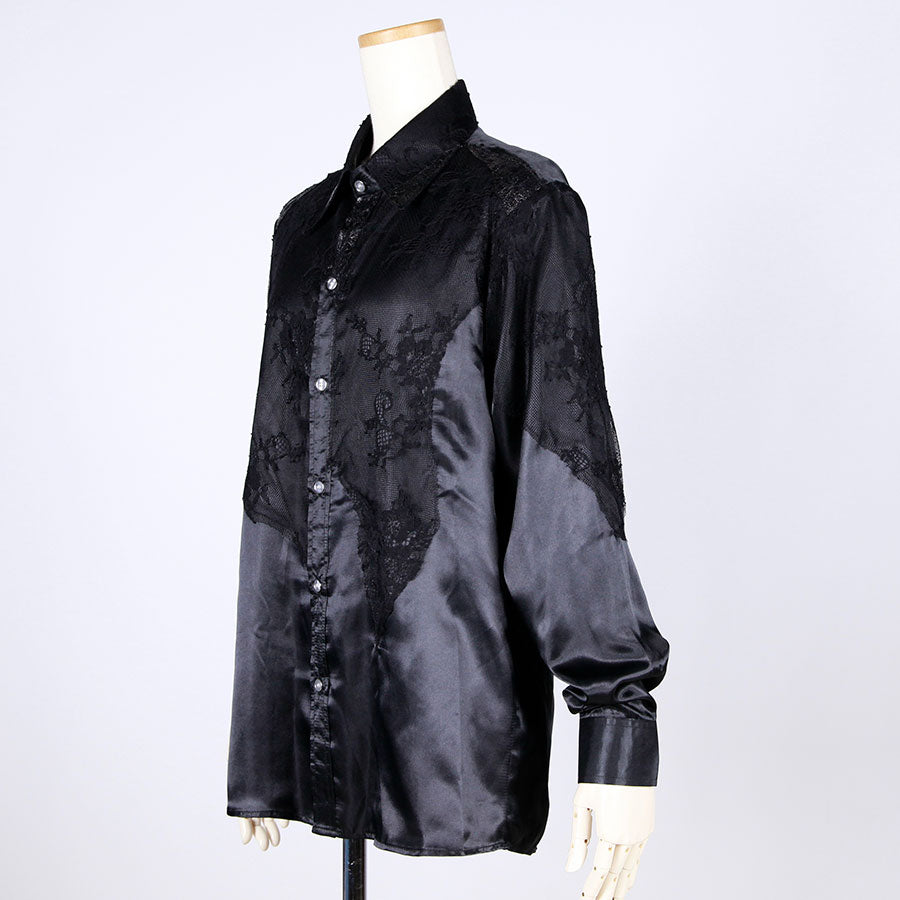 Patchwork Lace Satin Shirt