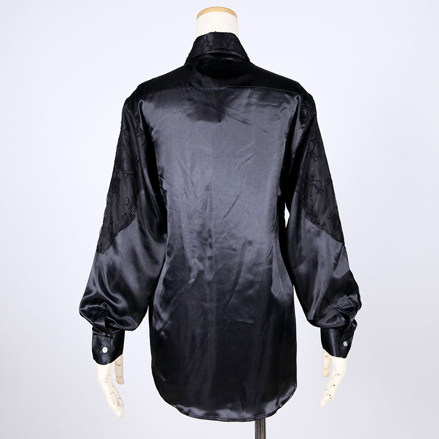 Patchwork Lace Satin Shirt