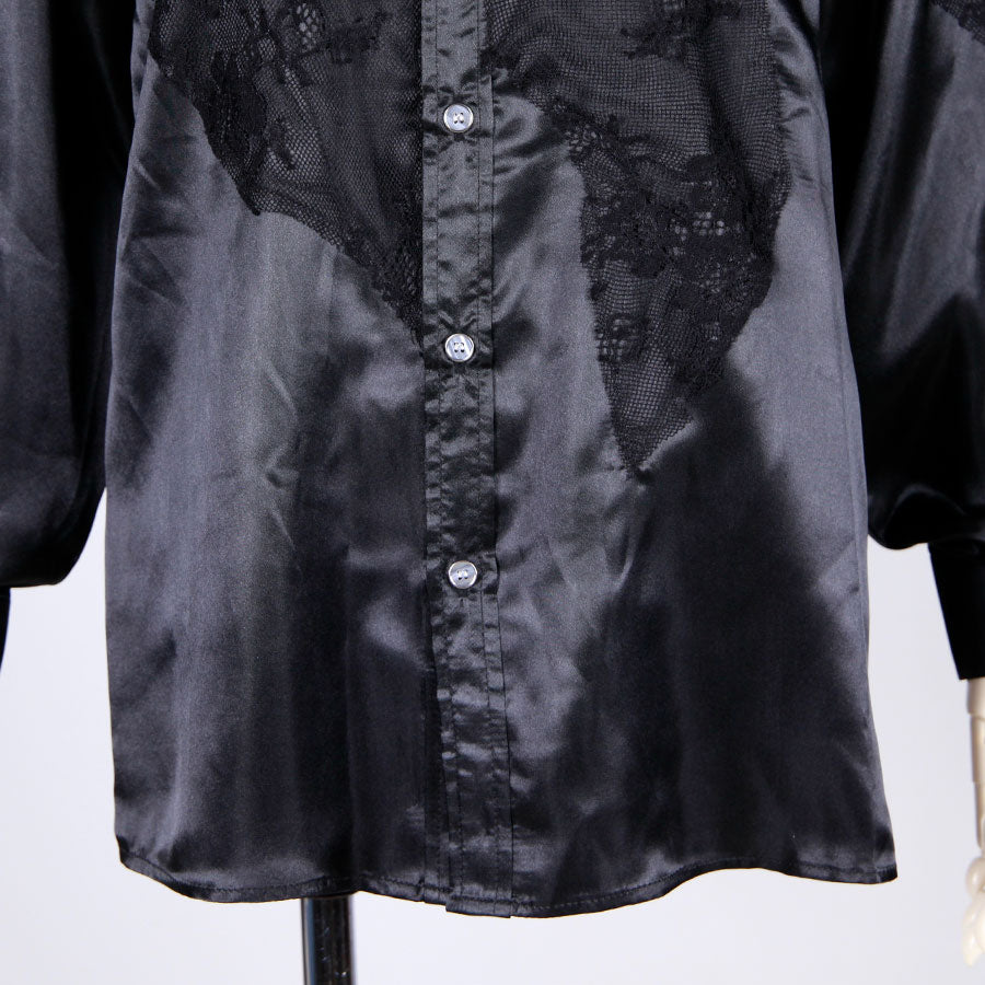 Patchwork Lace Satin Shirt