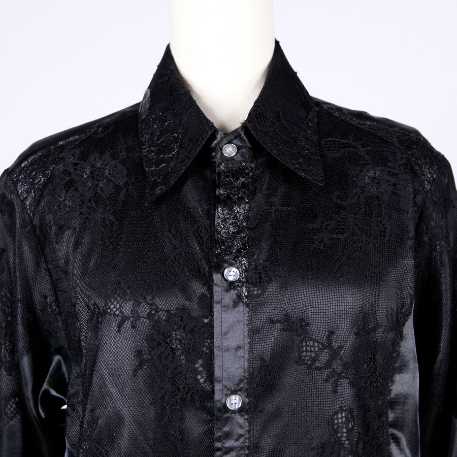 Patchwork Lace Satin Shirt