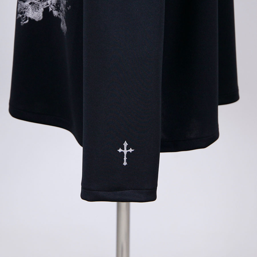 High neck warm goth TOPS / BK-RD