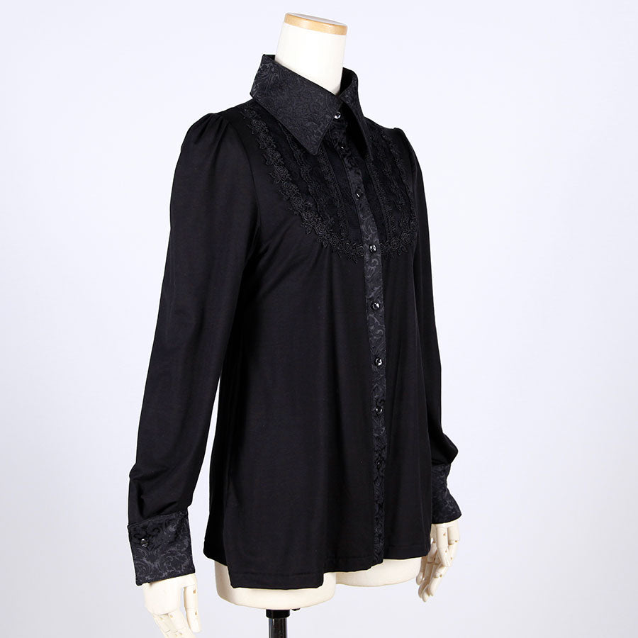 Jacquard Collar Stretch Shirt