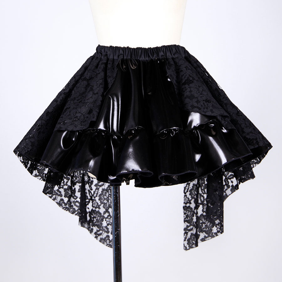 Side Tail Enamel Mini Skirt
