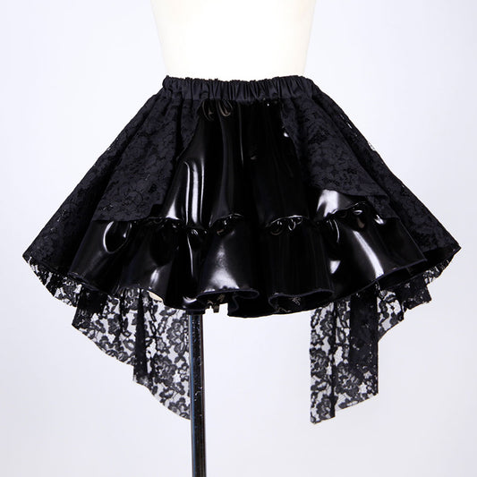 Side Tail Enamel Mini Skirt